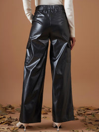 SASSAFRAS Women Black Straight Fit Parallel Trousers