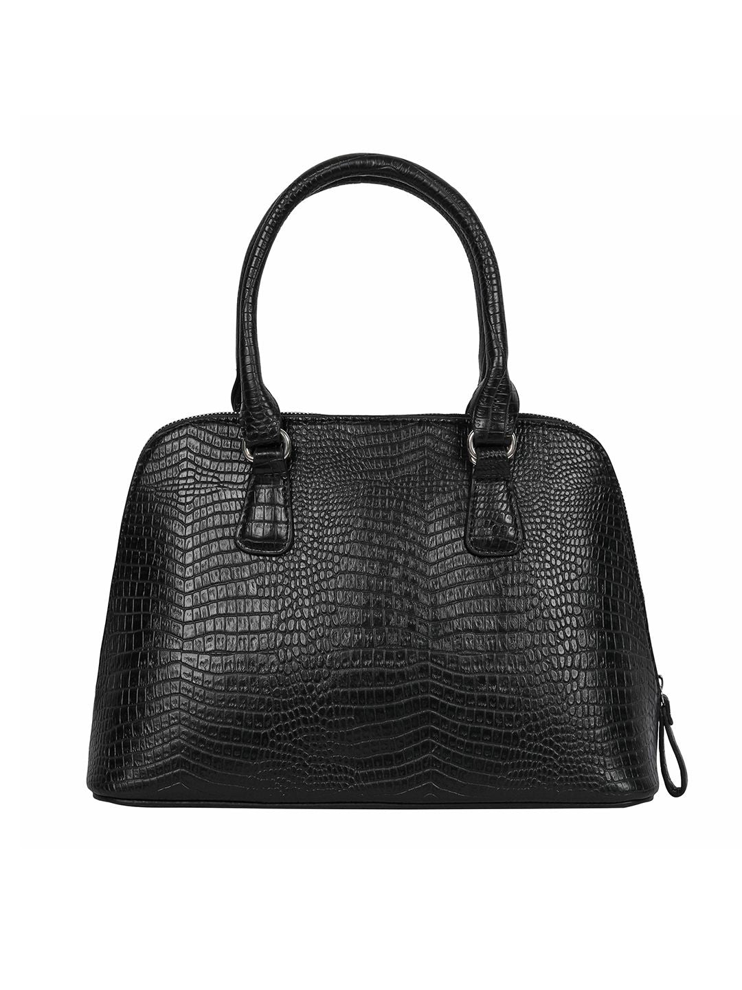 Lino Perros Black Snakeskin Textured Structured Handheld Bag