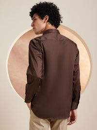DENNISON Smart Solid Opaque Pure Cotton Satin Shirt