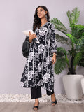 Varanga Floral Printed V-Neck Panelled Pure Cotton A-Line Kurta With Trouser