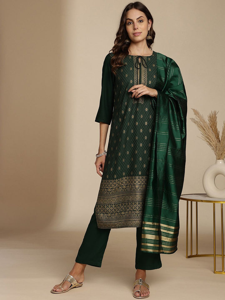 Anouk Ethnic Motifs Print Kurta with Trousers & Dupatta