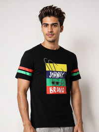The Indian Garage Co Men Johnny Bravo Typography Printed Cotton Slim Fit T-shirt