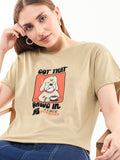 Bewakoof Women Graphic Printed Round Neck Pure Cotton Relaxed Fit T-shirt