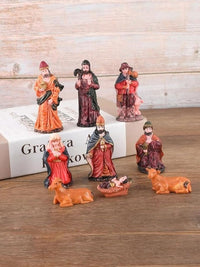 eCraftIndia Brown & Yellow 10 Pieces Christmas Nativity Crib Statues