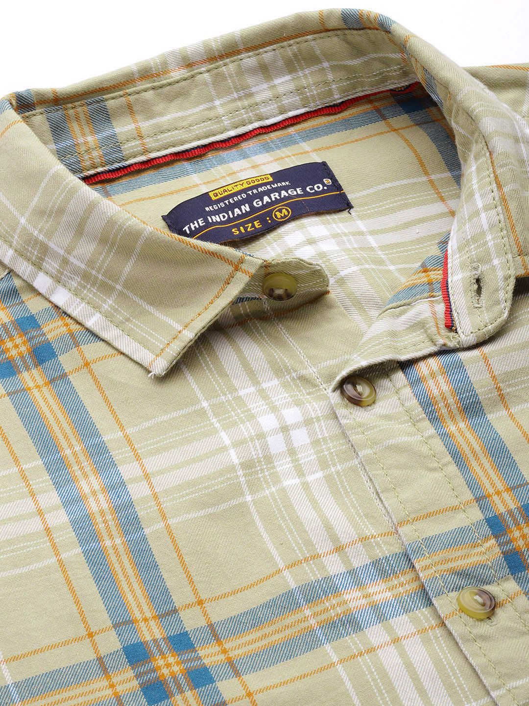 The Indian Garage Co Men Green Regular Fit Tartan Checks Opaque Checked Casual Shirt