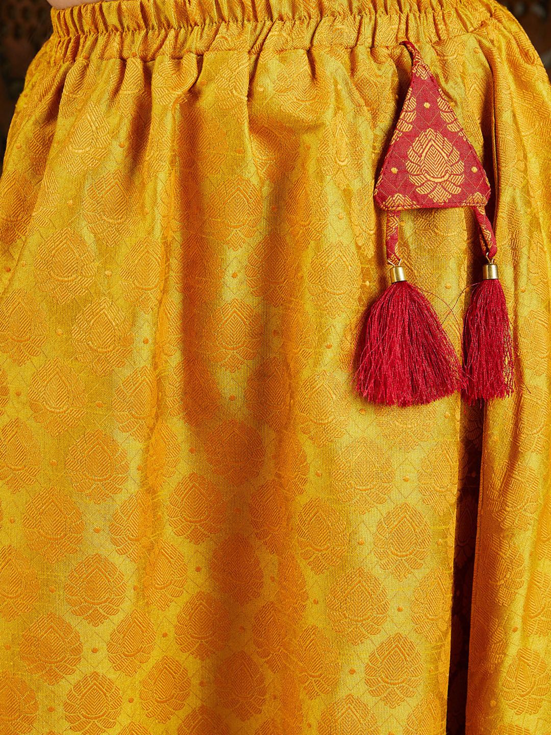 VASTRAMAY Girls Ethnic Motifs Woven Design Ready To Wear Lehenga Choli