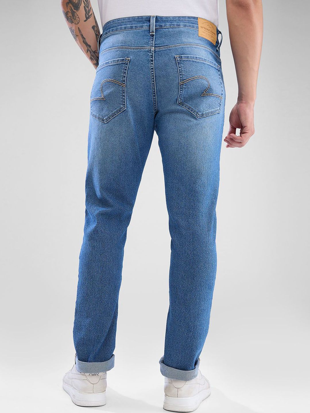 SPYKAR Men Slim Fit Low-Rise Heavy Fade Clean Look Stretchable Jeans