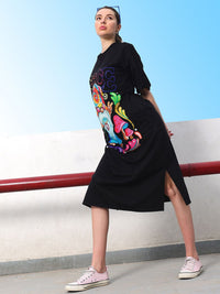 Athena Graphic Printed Cotton T-shirt Midi Dress