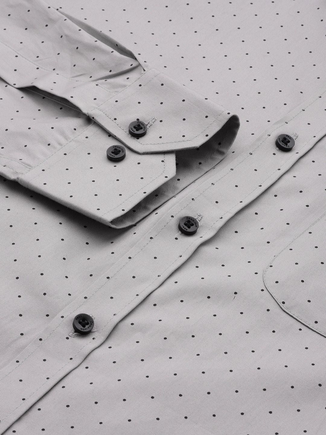 DENNISON Men Grey Smart Polka Dots Printed Formal Shirt