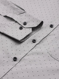 DENNISON Men Grey Smart Polka Dots Printed Formal Shirt