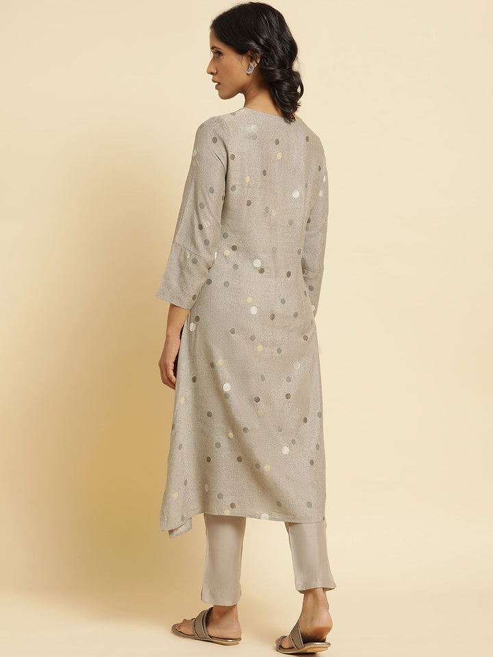 W Geometric Printed Regular Kurta With Trousers