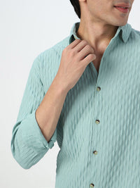 Urbano Fashion Men Spread Collar Textured Cotton Casual Shirt