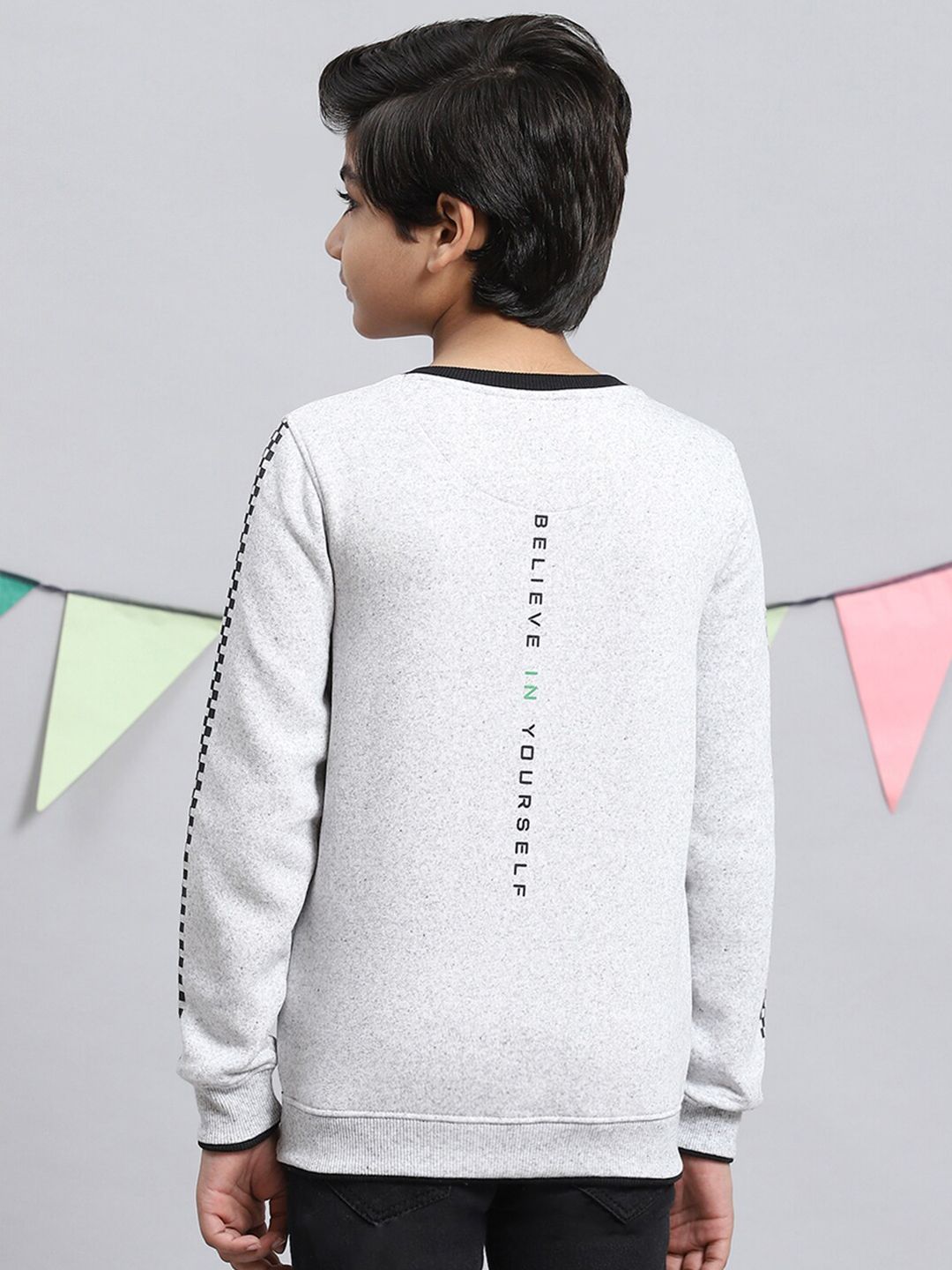 Monte Carlo Boys Typography Printed Cotton Pullover Sweatshirt