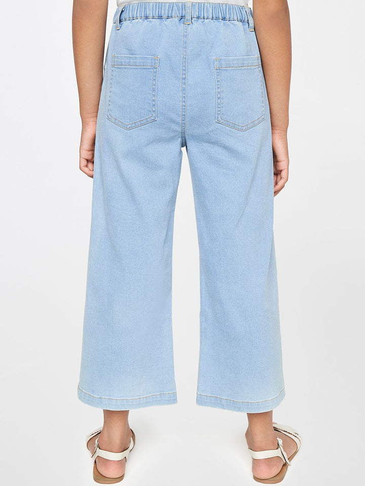 Global Desi Girls Blue Solid Culottes Trousers