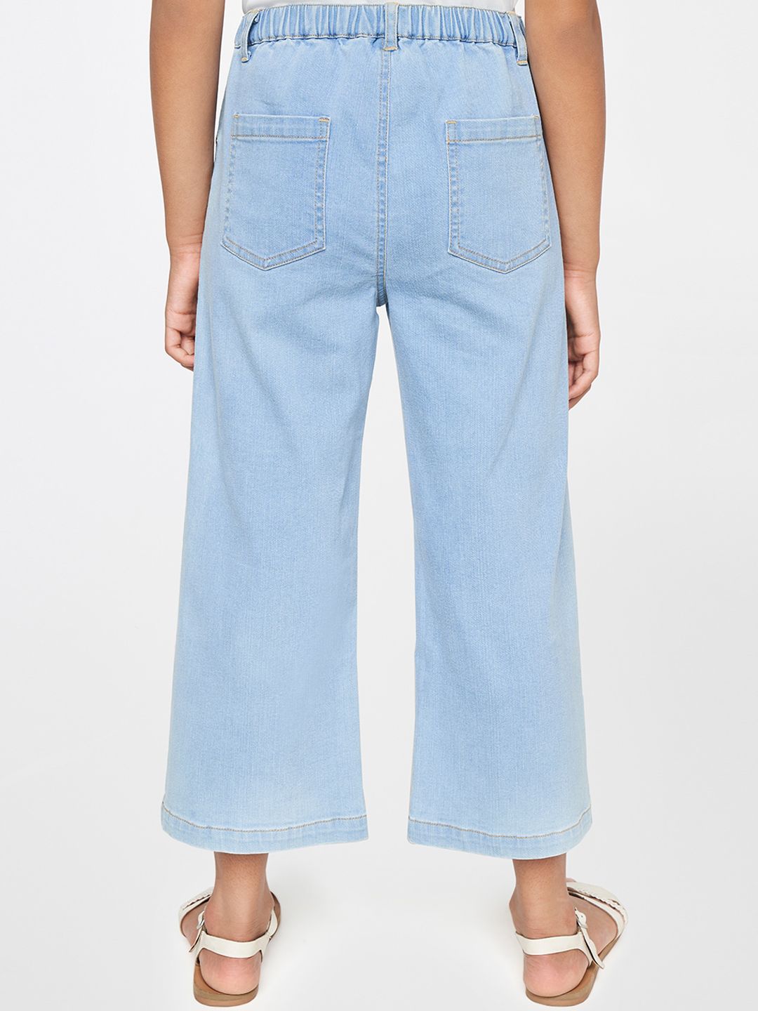 Global Desi Girls Blue Solid Culottes Trousers