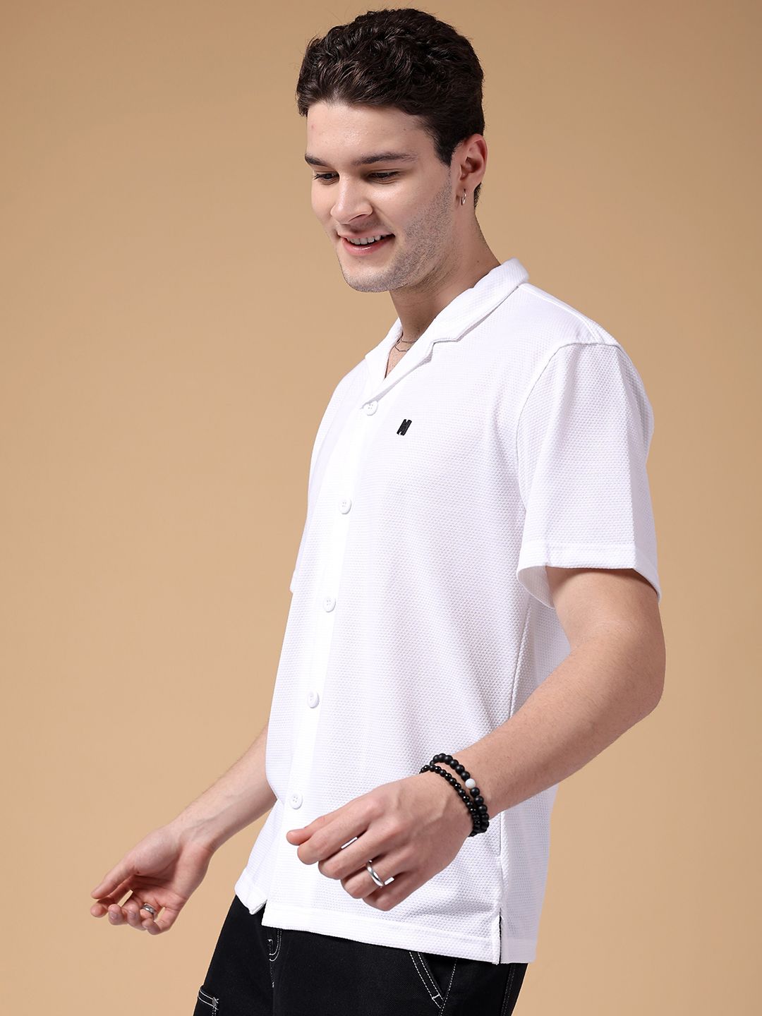 The Indian Garage Co Oversized Textured Casual Shirt
