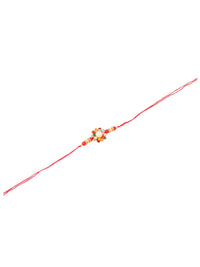 NVR Unisex Multicolor Beads &amp; Pearls Floral Benang Rakhi Roli Chawal Chandan Mishri