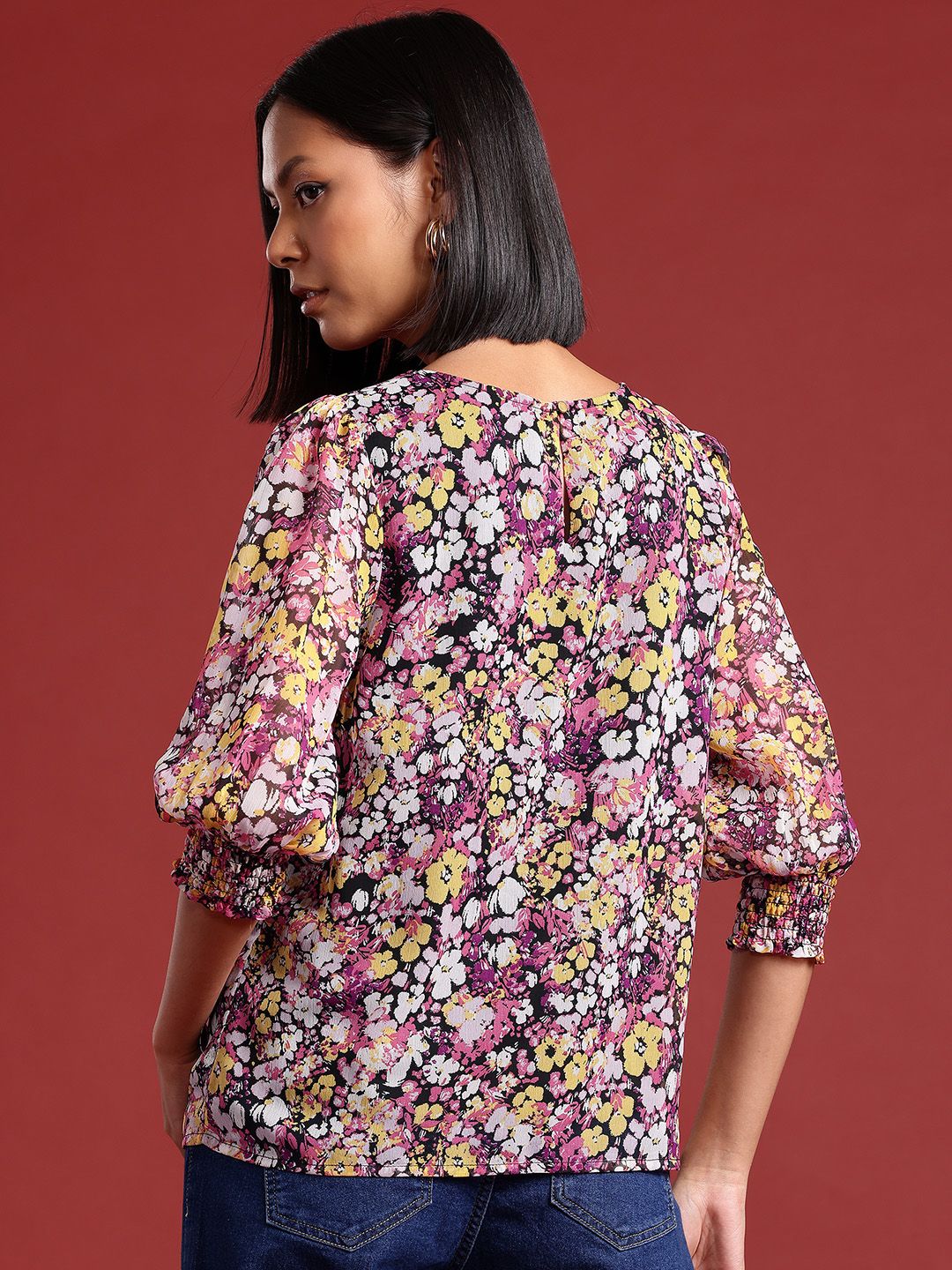 all about you Floral Print Puff Sleeves Top