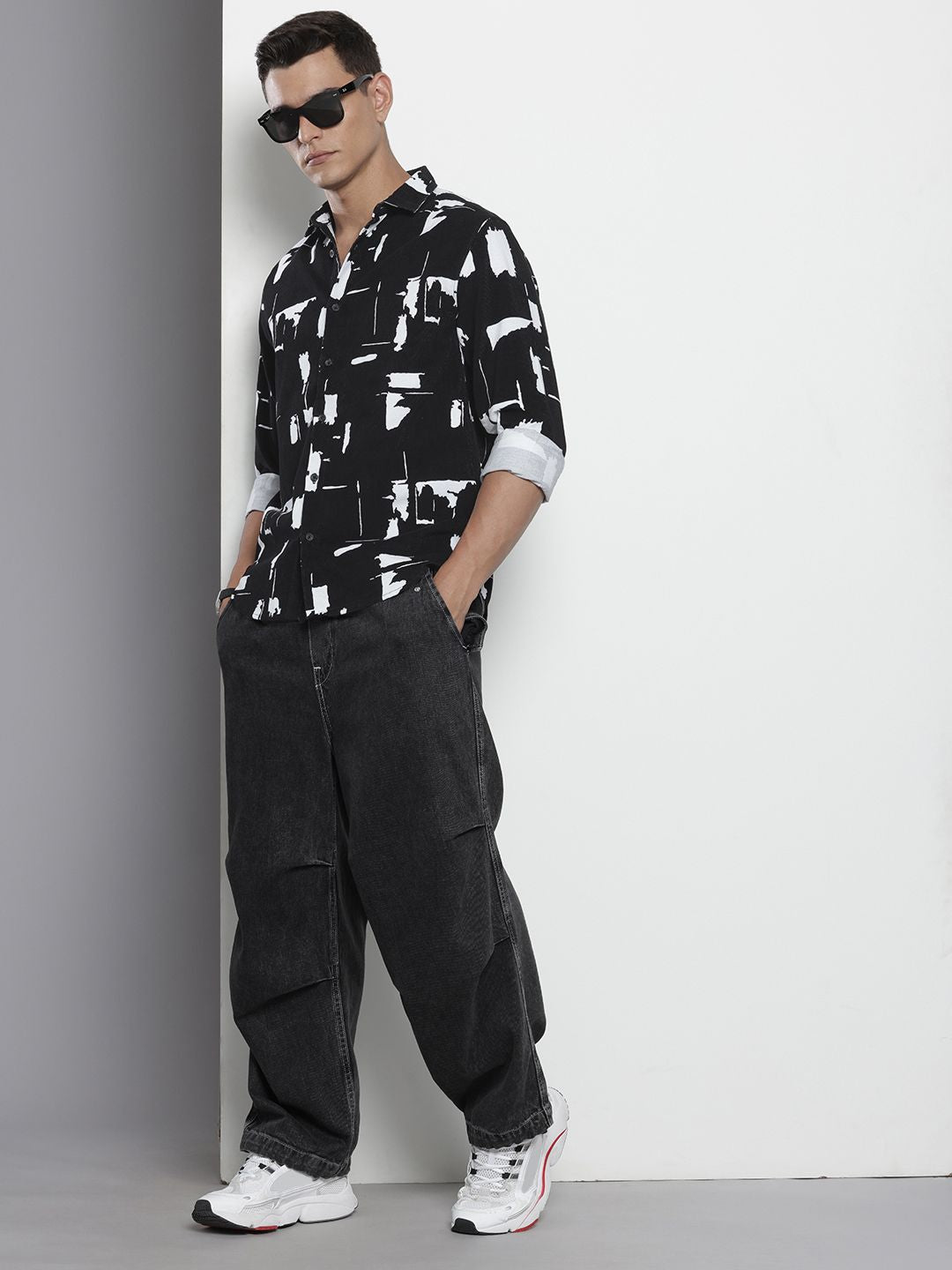 The Indian Garage Co Pure Cotton Abstract Printed Corduroy Shirt