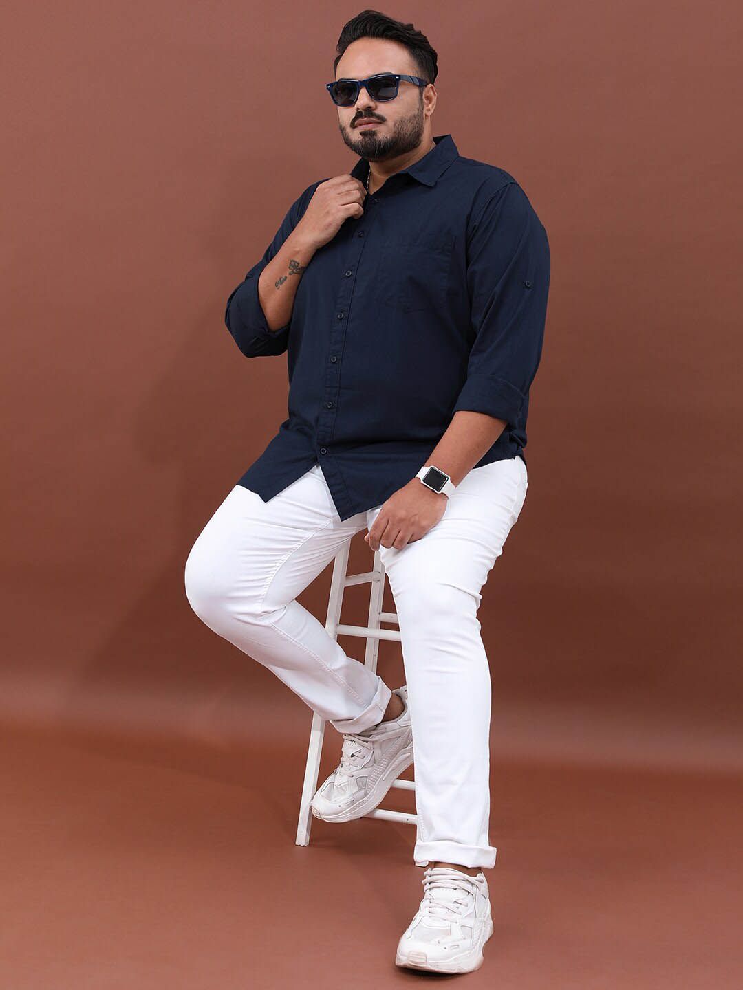 HIGHLANDER Plus Size Opaque Cotton Casual Shirt
