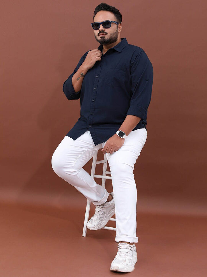 HIGHLANDER Plus Size Opaque Cotton Casual Shirt