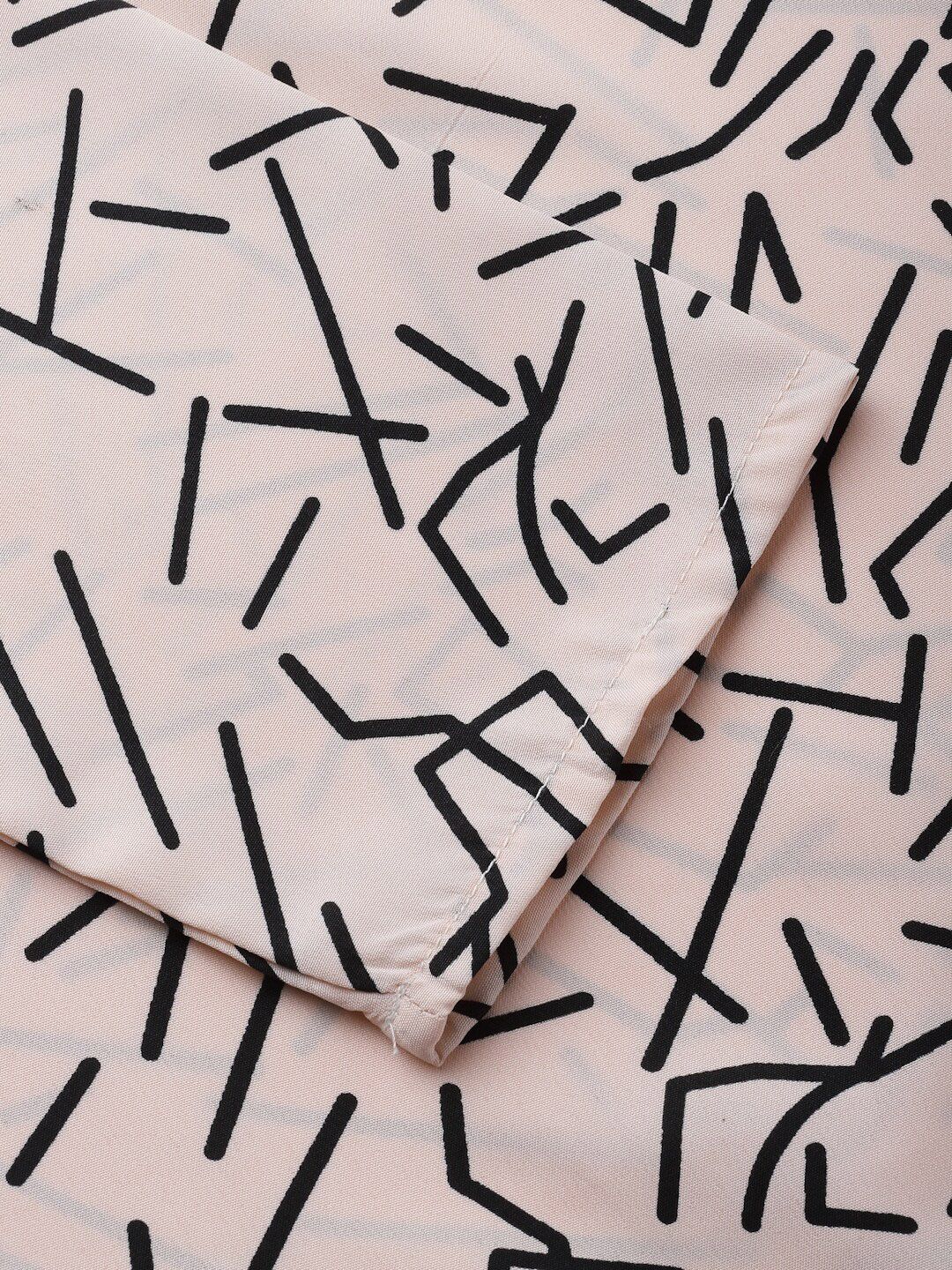 Style Quotient Geometric Printed Tie-Up Neck Top