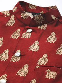 SOJANYA Men Lime Green & Beige Striped Thread Work Straight Kurta Churidar Nehru Jacket
