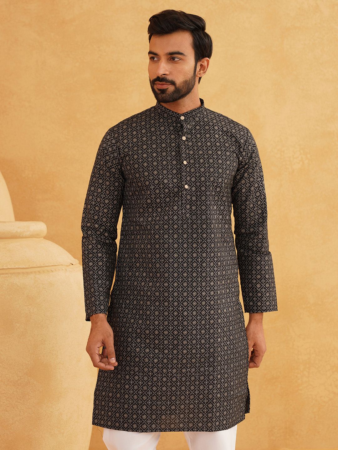 SOJANYA Rekaan Tenunan Kurta Linen Kapas Biasa Dengan Piyama