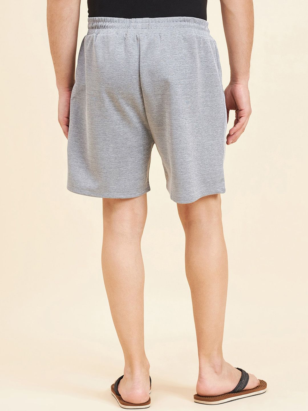 Sweet Dreams Men Grey Melange Mid-Rise Lounge Shorts