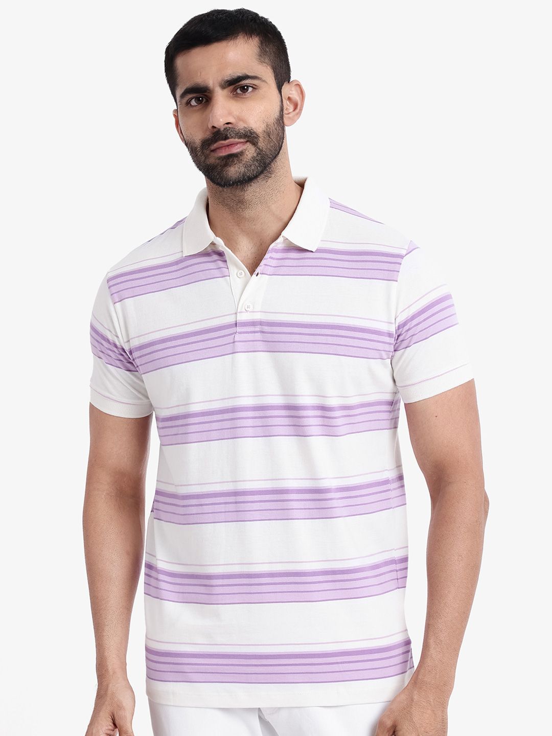 RARE RABBIT Men Rings-4 Slim Fit Solid Polo Collar Pure Cotton T-Shirt