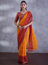 Saree mall Bandhani Printed Embellished Saree With Blouse Piece