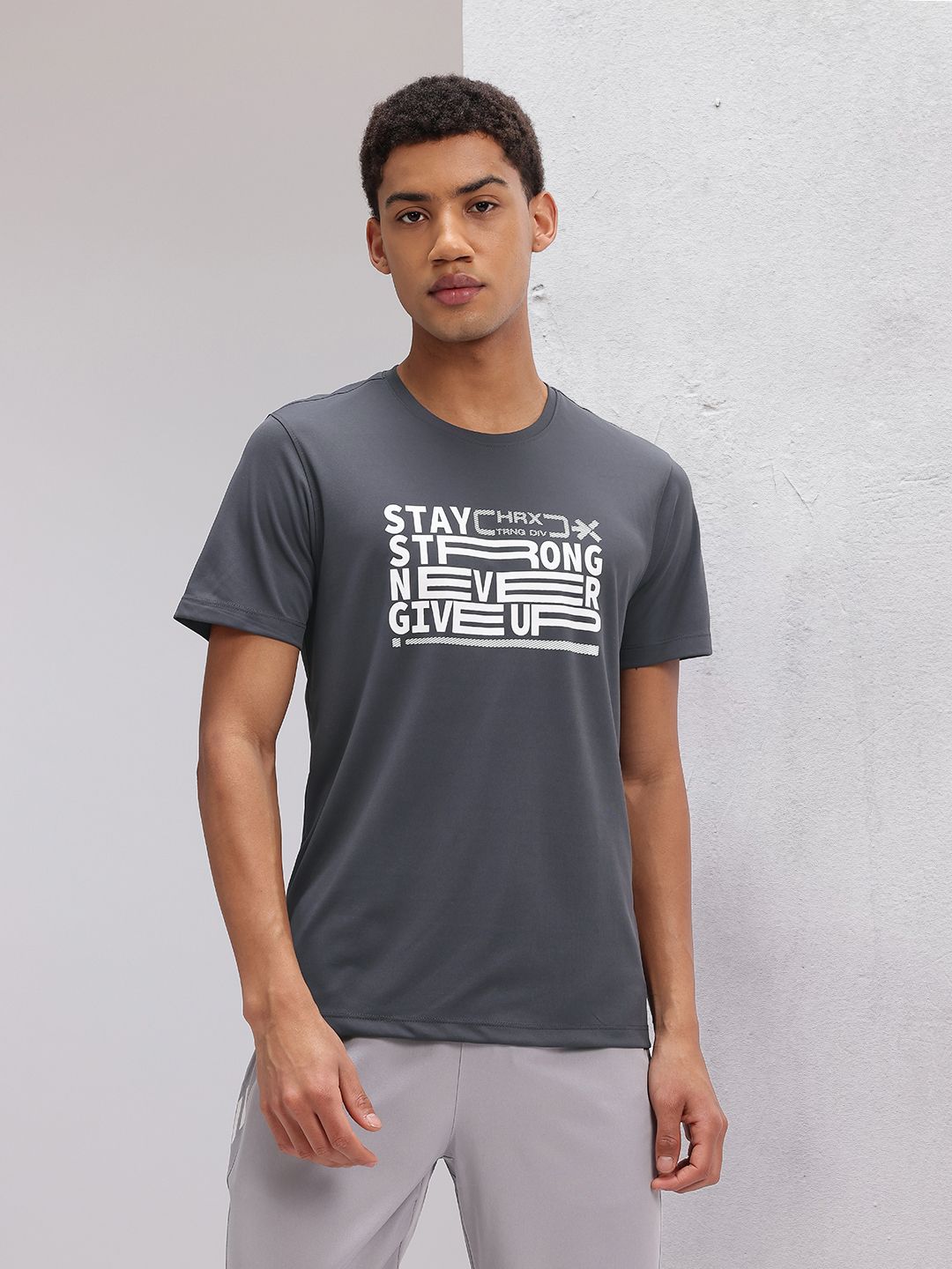 HRX by Hrithik Roshan Typography Print Rapid-Dry Training T-shirt