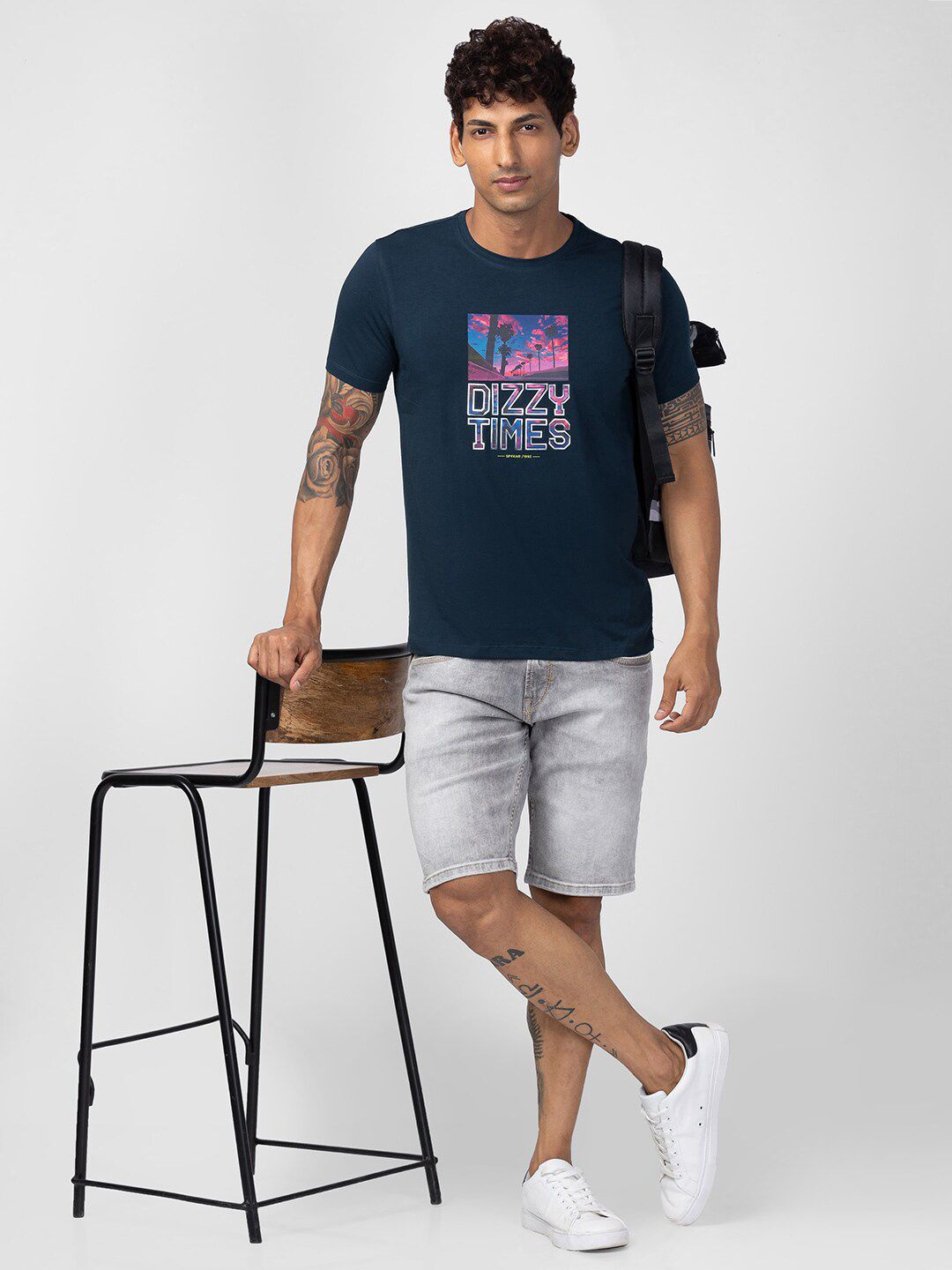 SPYKAR Men Typography Printed Slim Fit Cotton T-shirt