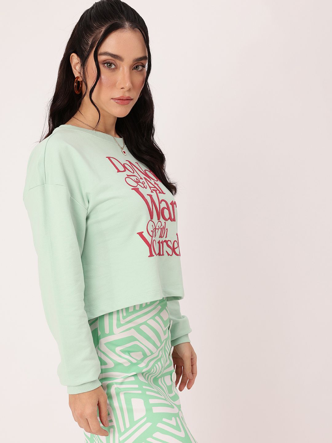 DressBerry Printed Cotton Terry Relaxed Fit Sweatshirts