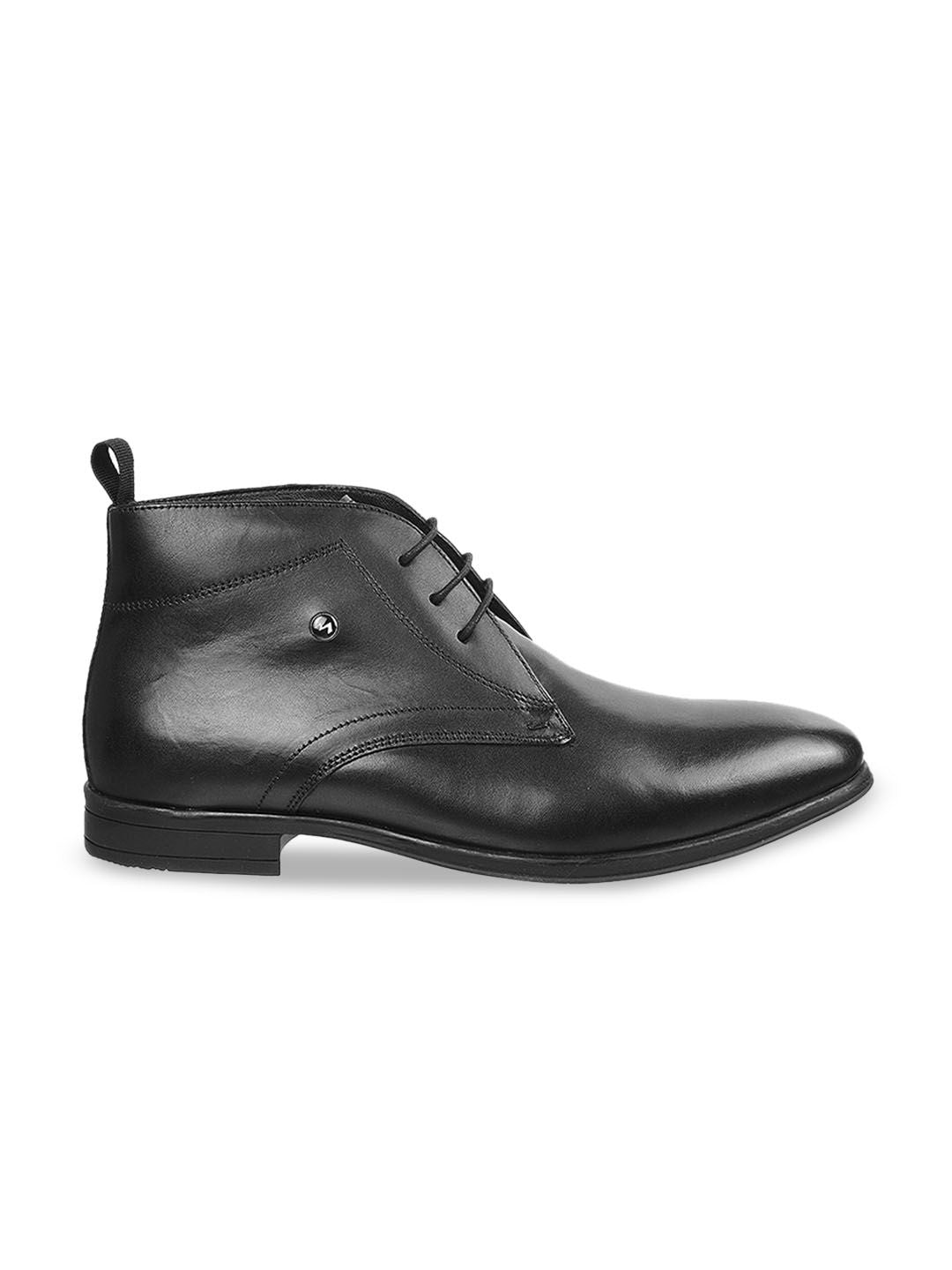 Metro Men Black Solid Formal Derbys Shoes