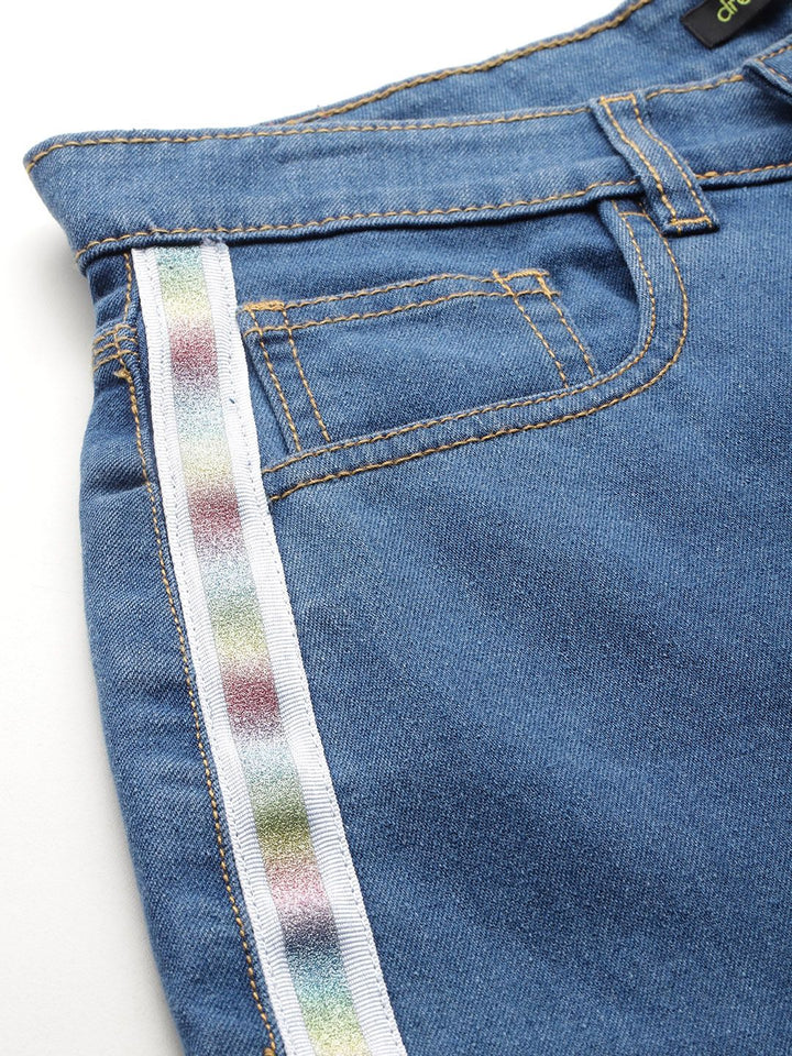 DressBerry Women High-Rise Slouchy Fit Stretchable Jeans with Side Stripes