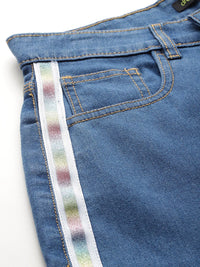 DressBerry Women High-Rise Slouchy Fit Stretchable Jeans with Side Stripes