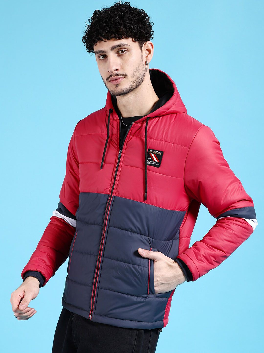 The Indian Garage Co Men Colourblock Regular Fit Puffer Jacket