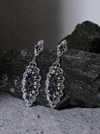 SOHI Silver-Plated Oxidised Drop Earrings