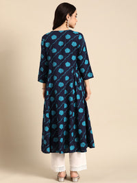 Anouk Floral Printed V-Neck A-Line Kurta
