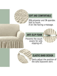 Cortina Beige Self-Design Stretchable 2-Seater Sofa Cover