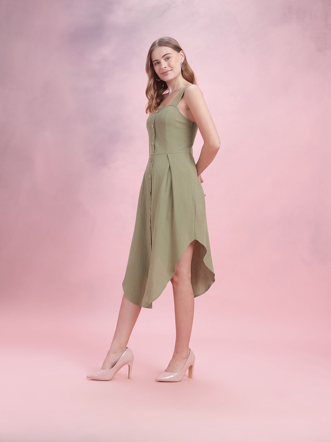 DressBerry Side Slit A-Line Midi Dress