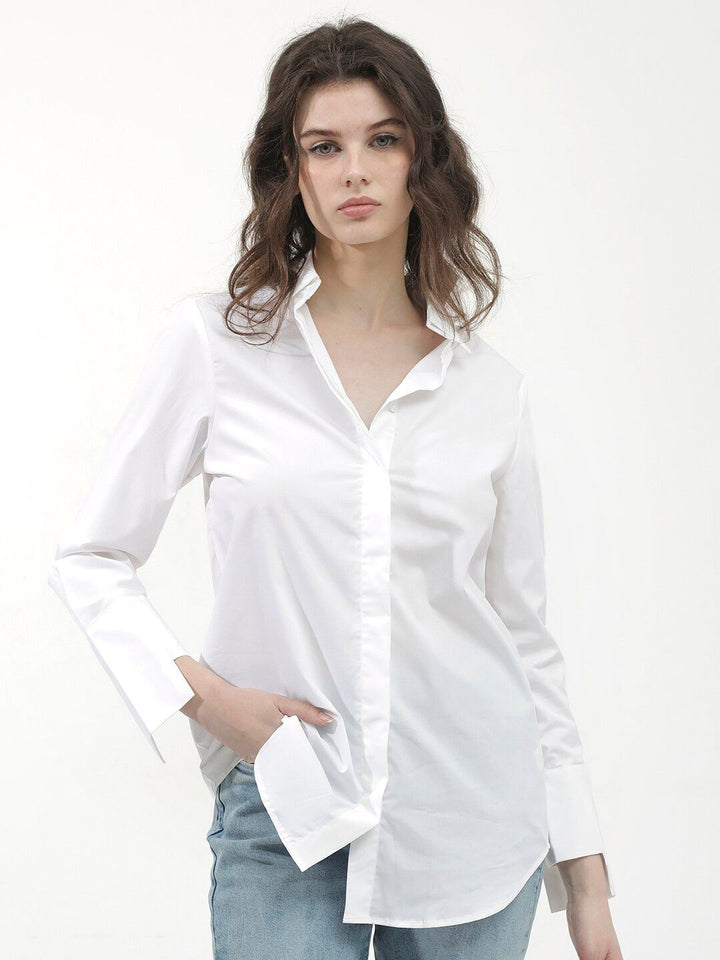RAREISM Classic Spread Collar Opaque Casual Shirt