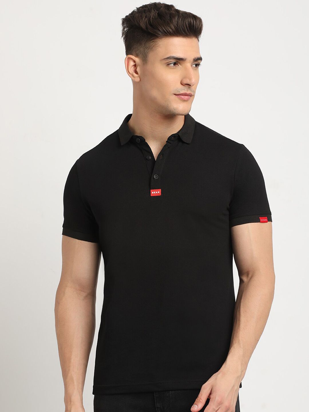 THE BEAR HOUSE Polo Collar Short Sleeves Slim Fit T-shirt