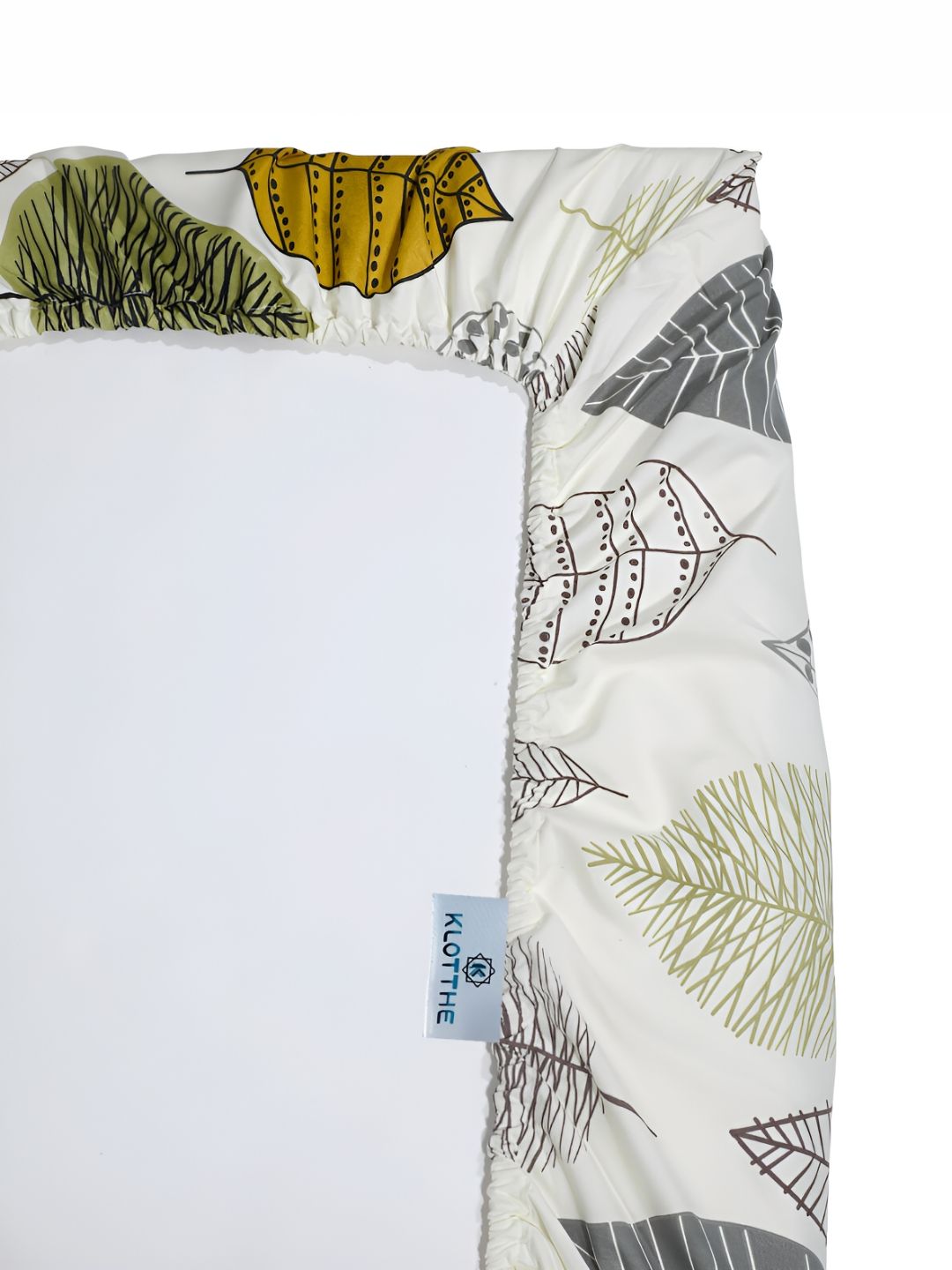 KLOTTHE Cream Floral Cotton 300 TC Fitted King Fine Bedsheet with 2 Pillow Covers-98 x 89 inches
