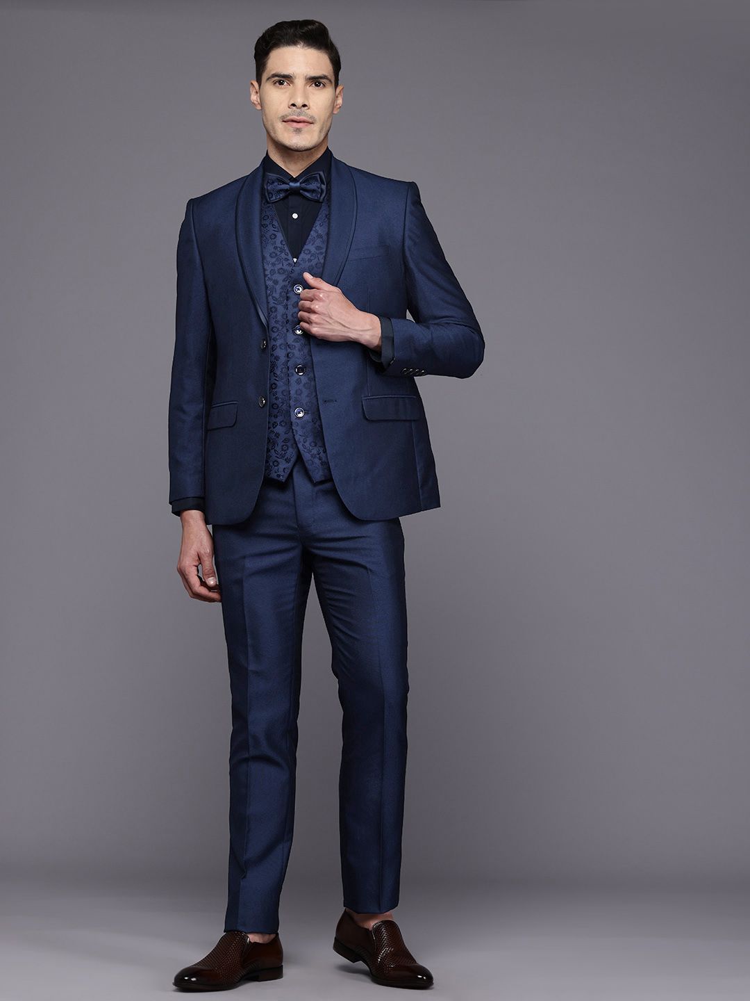 Raymond Party Blazer & Trouser With Woven Design Waistcoat