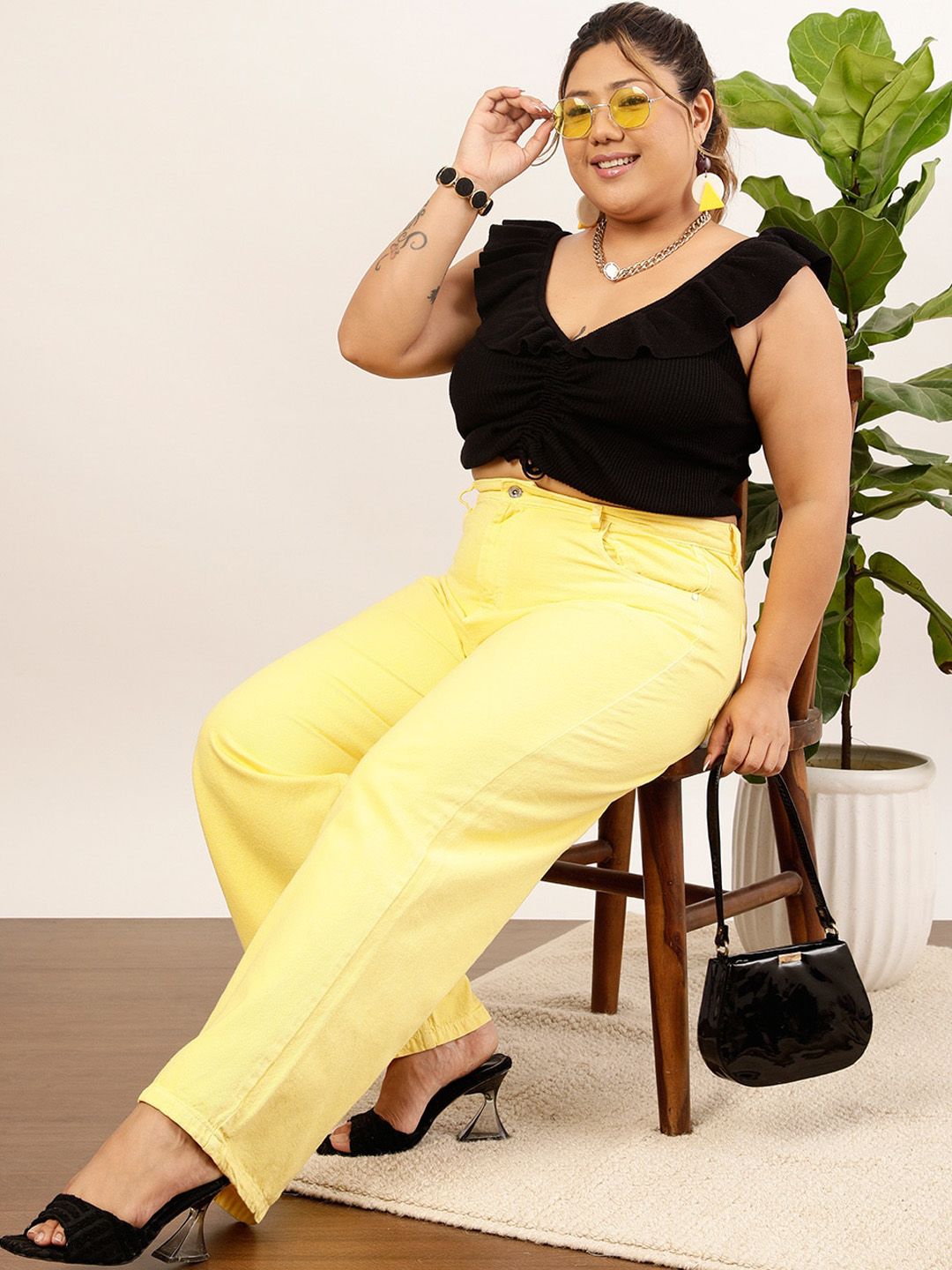 CURVY STREET Women Jean Wide Leg Cotton Regular Jeans