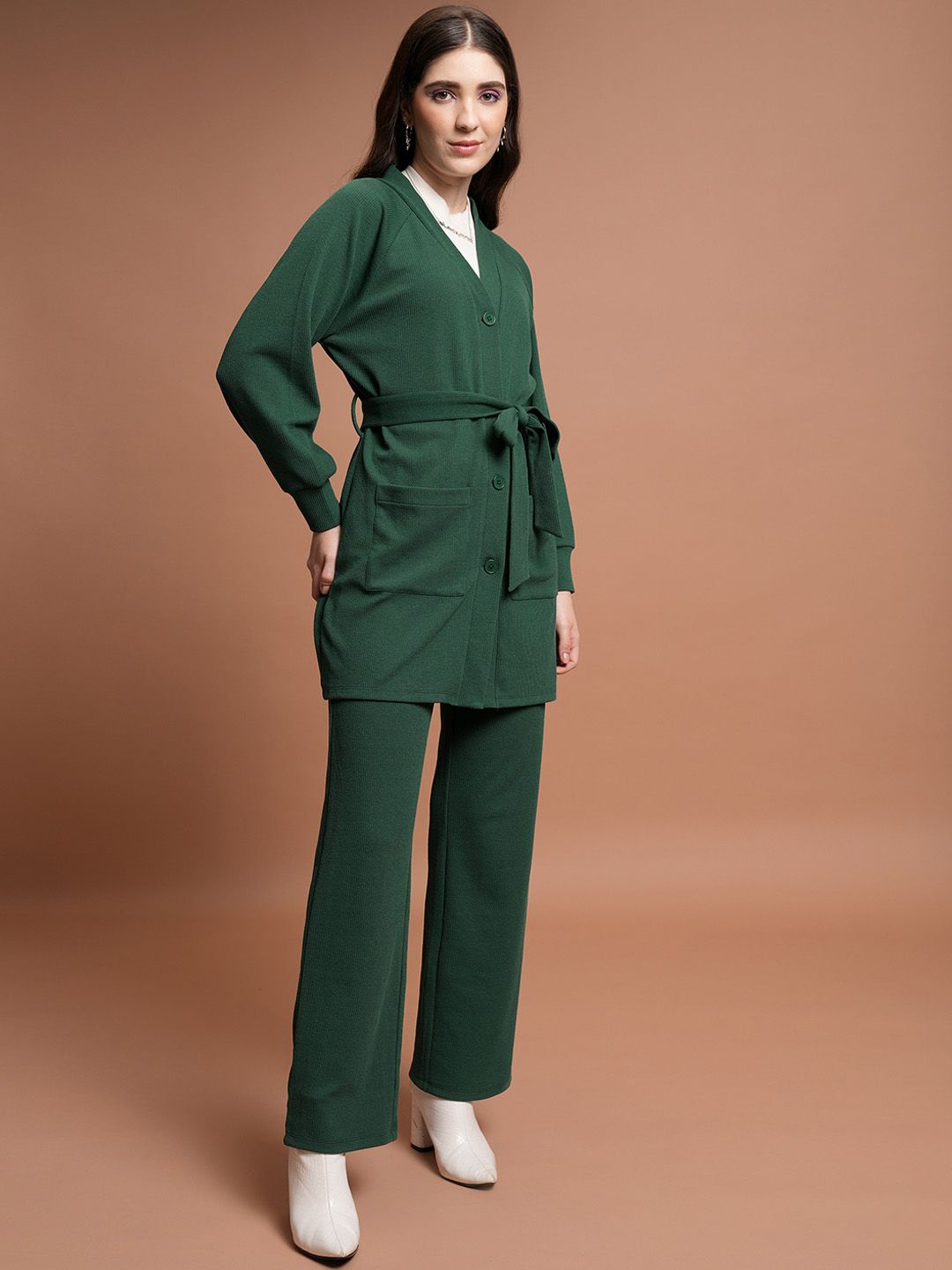 Tokyo Talkies Relaxed Cardigan & Wide Leg Trousers