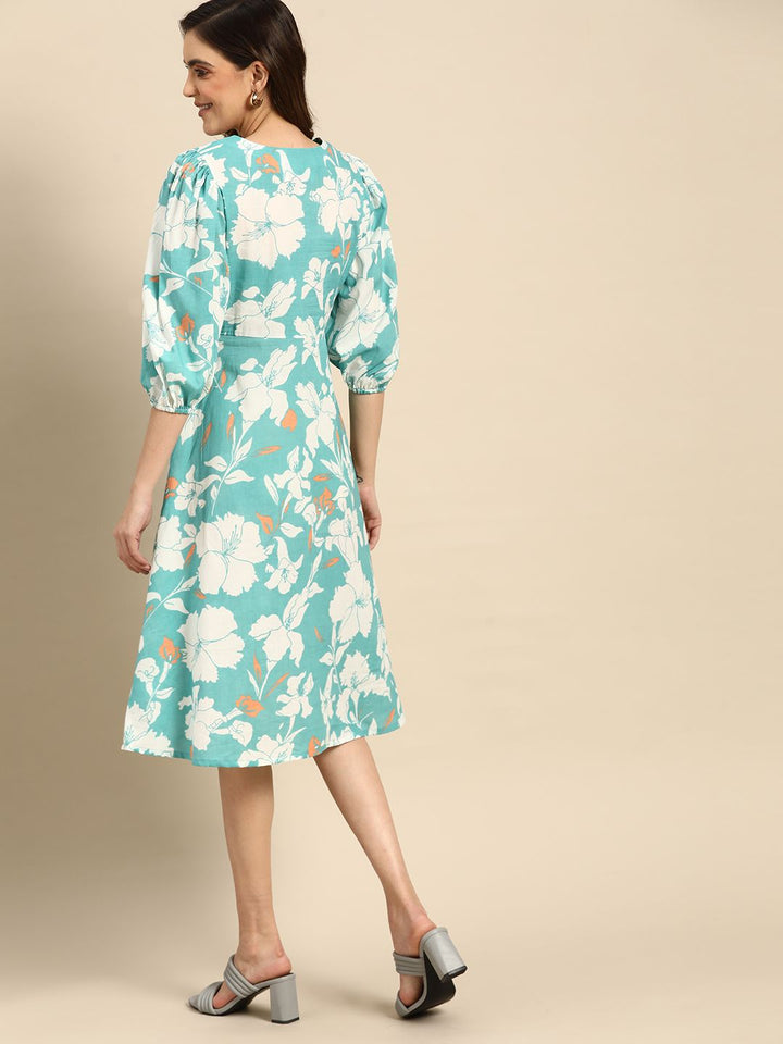 all about you Floral Printed Pure Cotton A-Line Dress