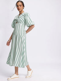 DressBerry Twisted Touch Striped Midi A-line Dress